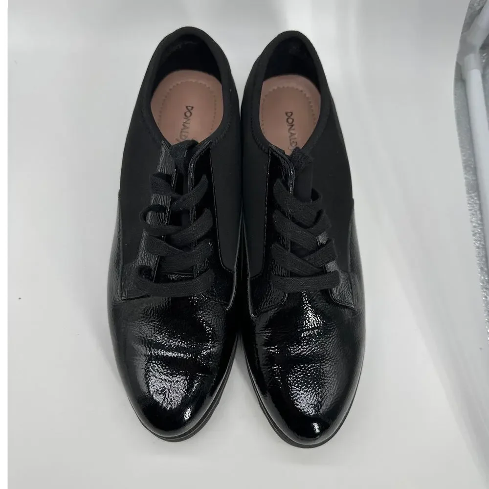 Donald Pliner Elee Lug Sole Platform Oxford Shoes Lace Up Black Leather Sz 8.5